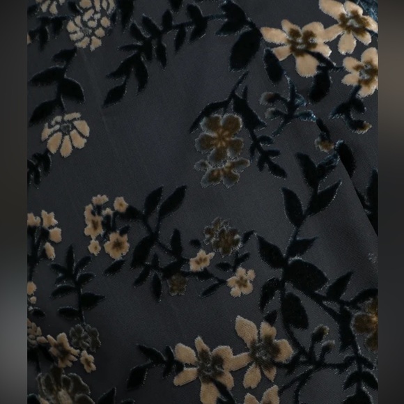 Lulus Dark teal floral velvet asymmetrical dress - Picture 6 of 7